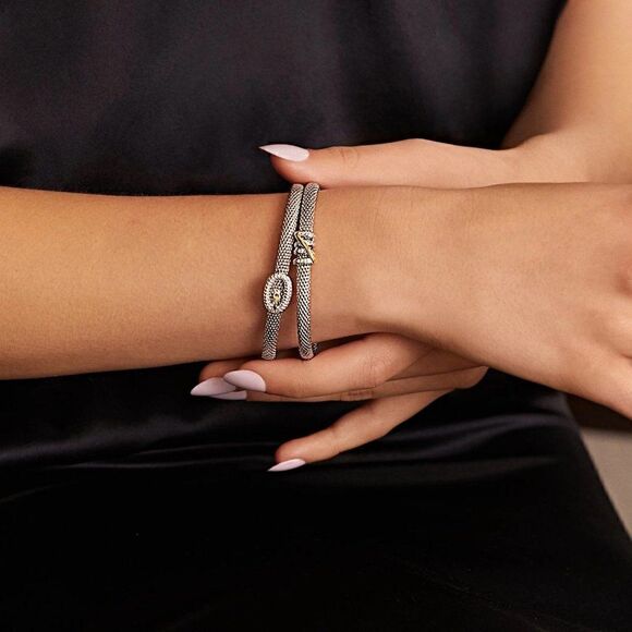 Brand New Phillip Gavriel DIAMOND TALLY CUFF BRACELET IN STERLING SILVER & 18K - Picture 11 of 11